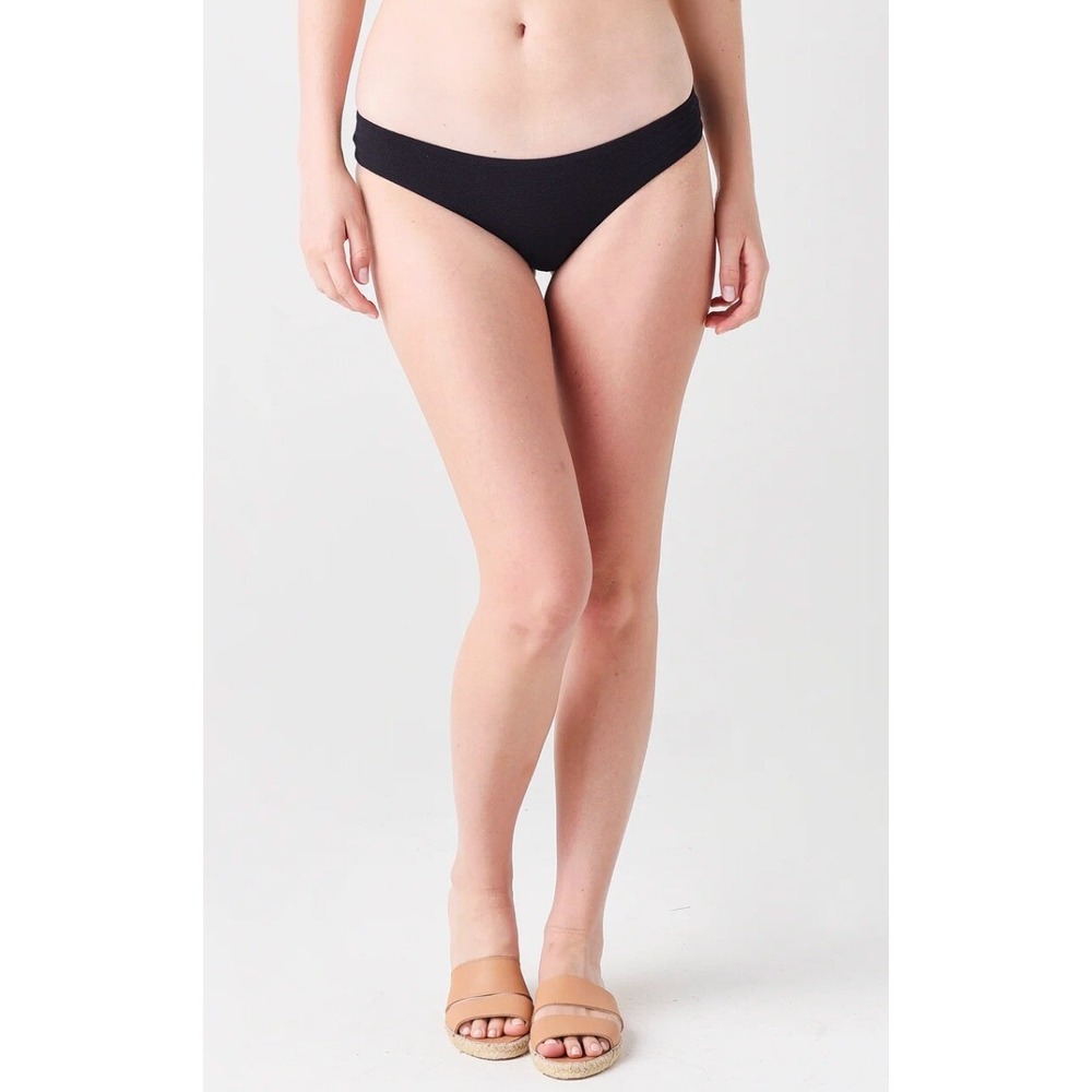NWT Eberjey Coco Pique‎ Bikini Bottom Black Textured Swimsuit XS W1921CO REVOLVE